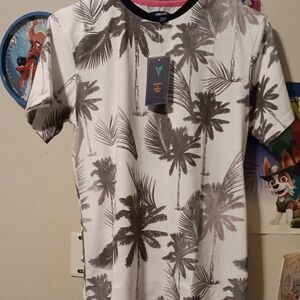 Univibe White and Gray Palm Tree Tee